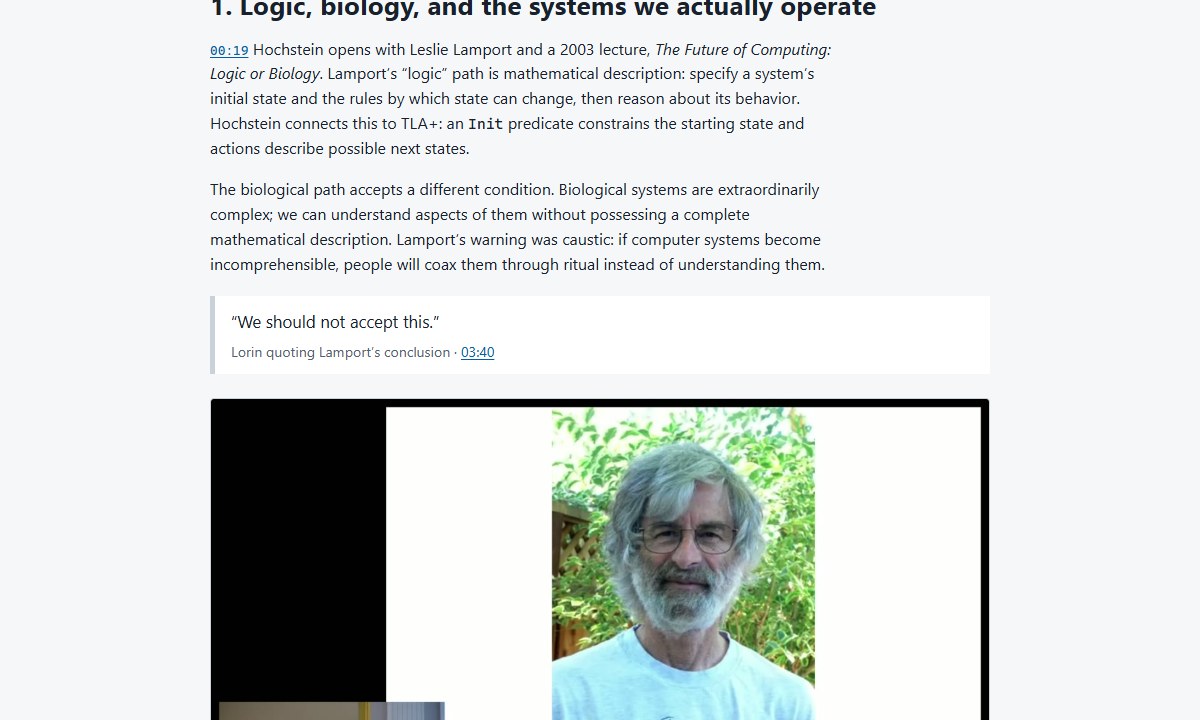 Faithful companion article with timestamped technical prose