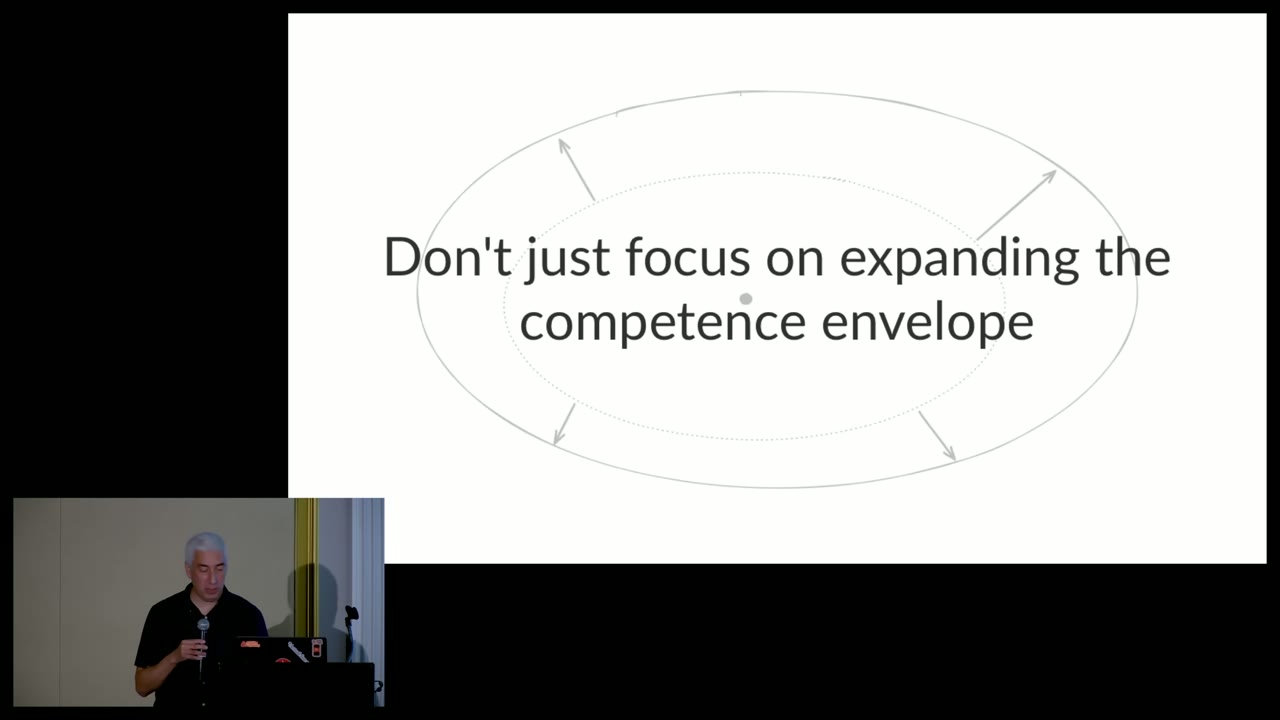 Talk slide saying not to focus only on expanding the competence envelope