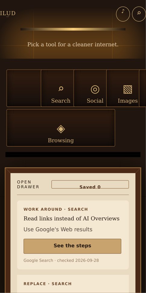 The Cabinet interface with a shelf of tools and an open drawer of fixes